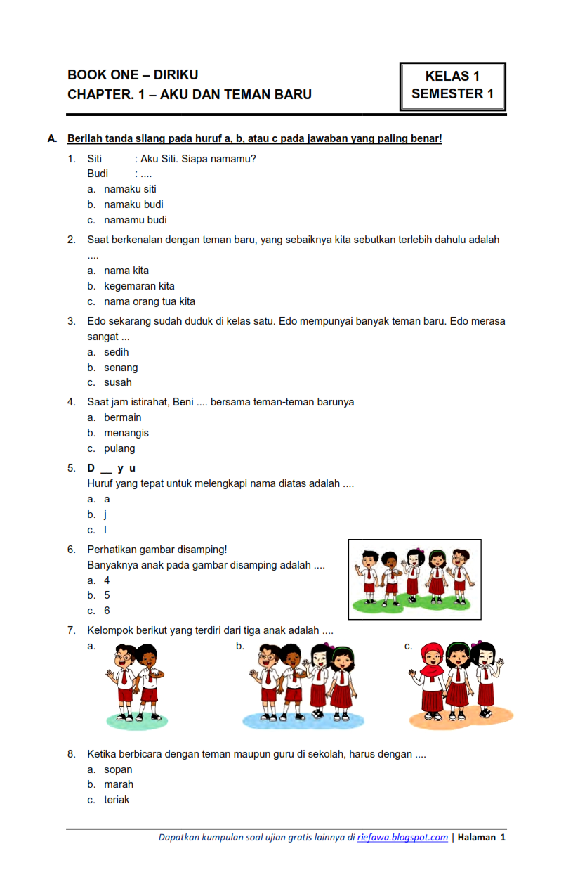 Soal Matematika Kelas 3 Semester 1 Kurikulum 2013 Dalchaebi