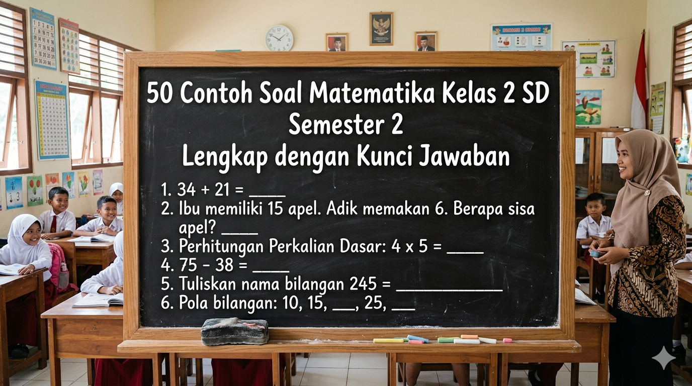 50 Contoh Soal Matematika Kelas 2 SD Semester 2 Lengkap dengan Kunci