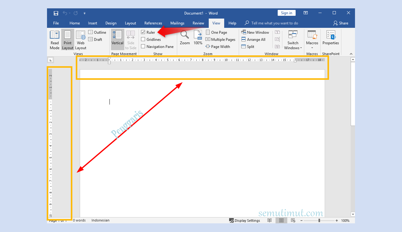 Ternyata Begini Cara Menampilkan View Ruler di Word 2016 Agar Titik Dua Sejajar