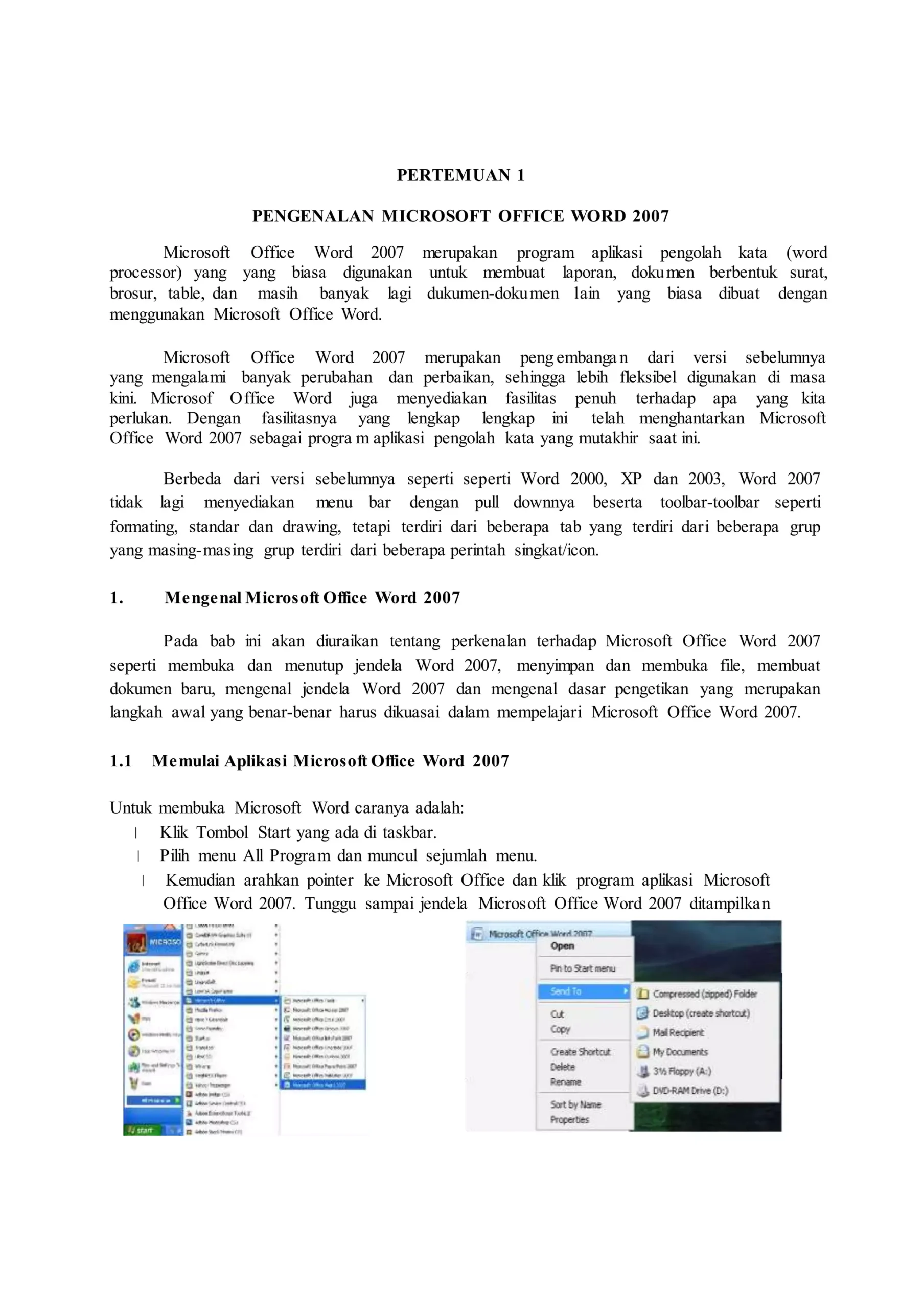 Pengenalan microsoft office word 2007 DOCX