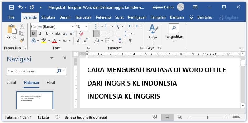 Cara Merubah Bahasa di Word atau Excel dari Inggris ke Indonesia Cara Merubah Bahasa di Word atau Excel dari Inggris ke Indonesia