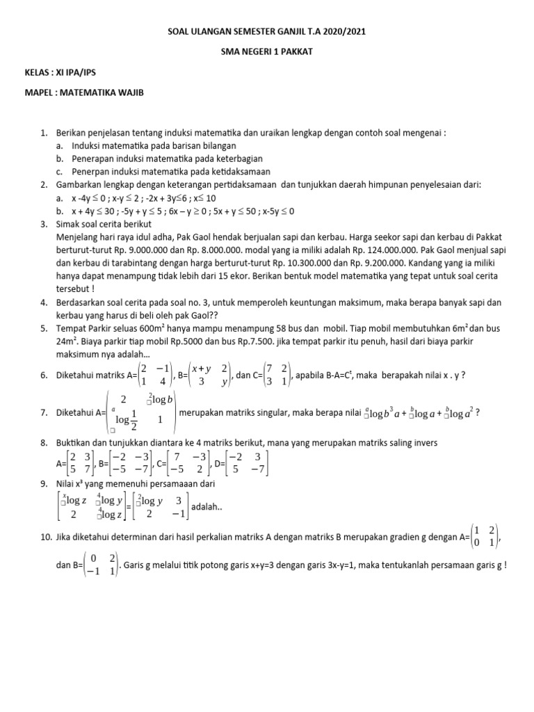 7 Rahasia contoh soal matematika kelas xi ipa semester 1 dan pembahasannya Terbukti Ampuh 7 Rahasia contoh soal matematika kelas xi ipa semester 1 dan pembahasannya Terbukti Ampuh