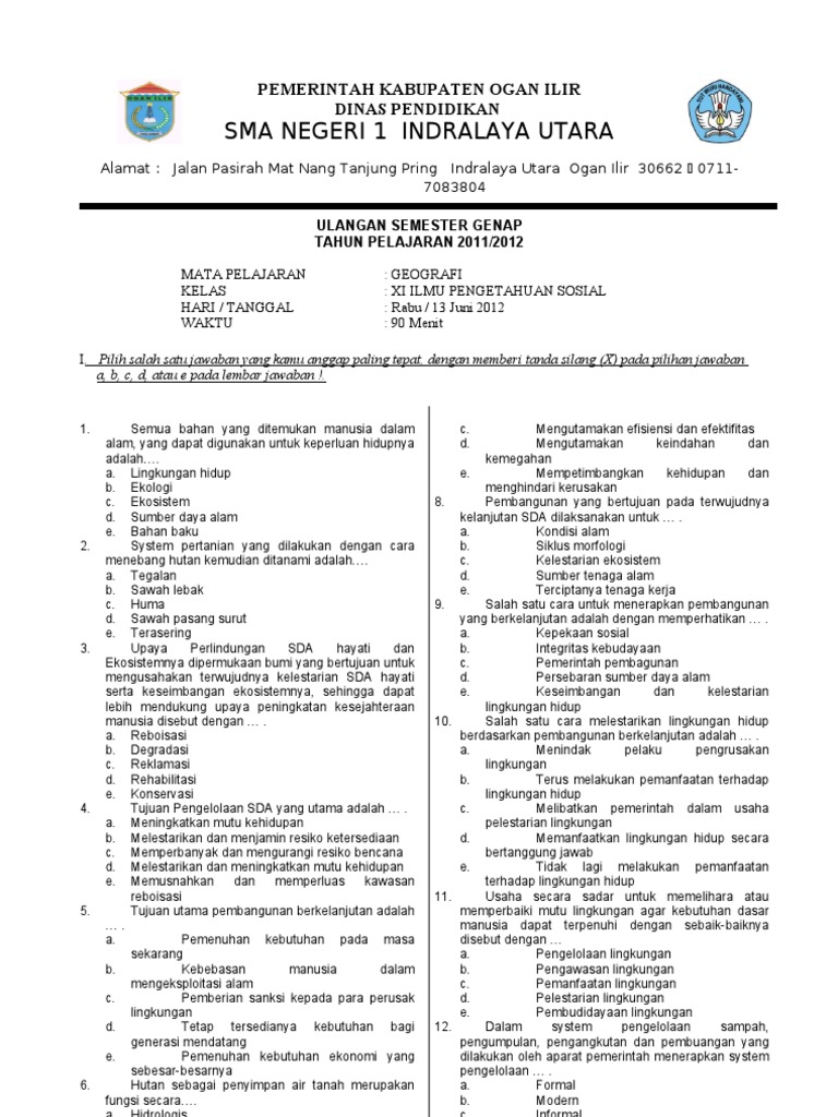 Soal Kelas Xi Semester 2 PDF Soal Kelas Xi Semester 2 PDF