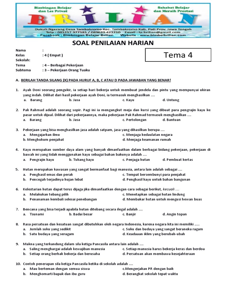 Kumpulan Soal UAS Tematik Kelas 4 Tema 4 Terbaru 2026 yang Wajib Dilatih agar Anak Mendapat Nilai Tinggi Kumpulan Soal UAS Tematik Kelas 4 Tema 4 Terbaru 2026 yang Wajib Dilatih agar Anak Mendapat Nilai Tinggi