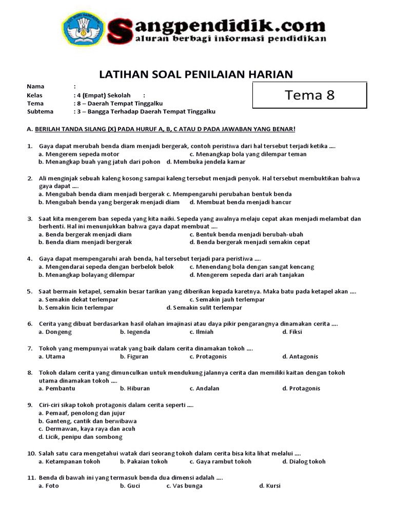 Kumpulan Soal Ujian Terbaru Tema 8 Kelas 4 SD yang Wajib Dilatih Siswa Sebelum Ujian Akhir 2026