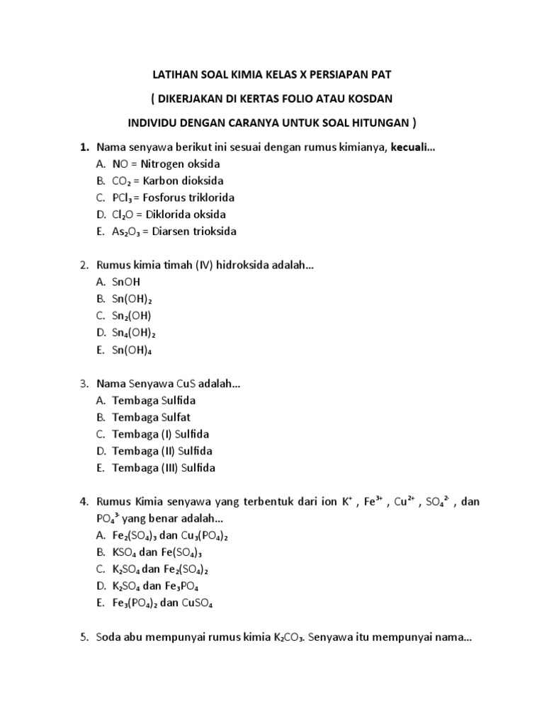 Terbukti! 7 Contoh Soal Kimia Kelas X Semester 2 yang Wajib Kamu Kuasai Sebelum Ujian