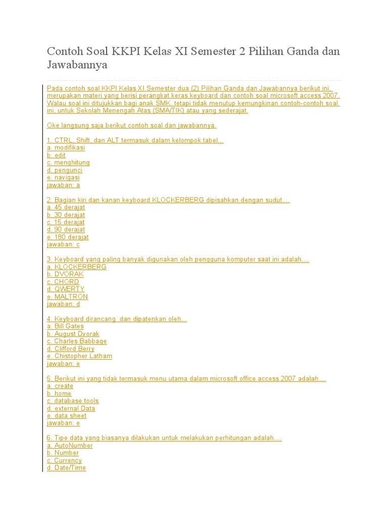 Soal Keyboard dan Microsoft Access 2007 PDF Soal Keyboard dan Microsoft Access 2007 PDF