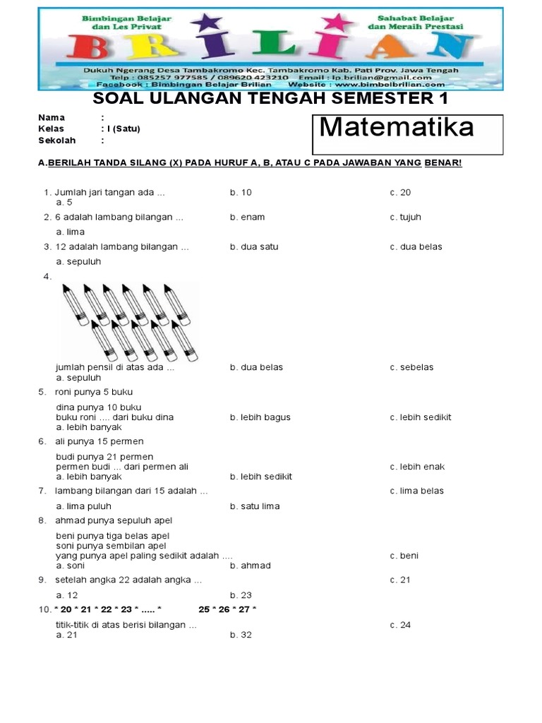 Terbukti! 7 contoh soal matematika sd kelas 1 pdf yang siap pakai untuk PTS Kelas 6 Terbukti! 7 contoh soal matematika sd kelas 1 pdf yang siap pakai untuk PTS Kelas 6
