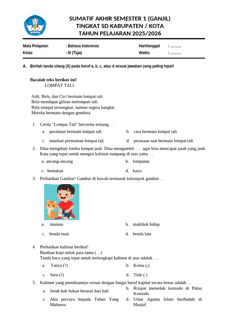 Latihan Seru Contoh Soal Bahasa Indonesia Kelas 3 SD Tema Lawan Kata Agar Anak Pintar Latihan Seru Contoh Soal Bahasa Indonesia Kelas 3 SD Tema Lawan Kata Agar Anak Pintar