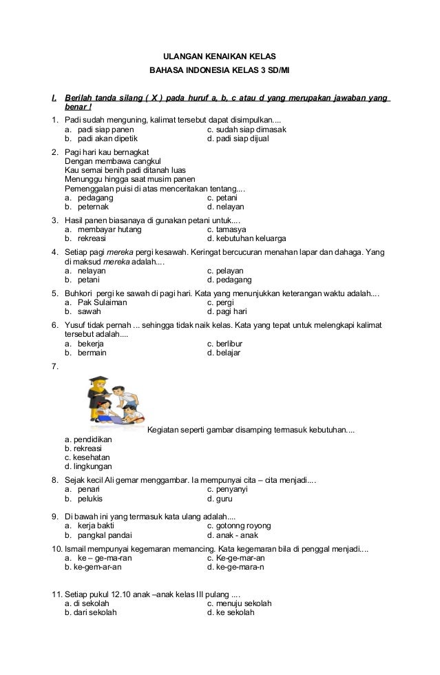 Wajib Tahu! Contoh Soal Bahasa Indonesia Kelas 3 UTS Semester 2 Terbaru Tahun Ini Wajib Tahu! Contoh Soal Bahasa Indonesia Kelas 3 UTS Semester 2 Terbaru Tahun Ini